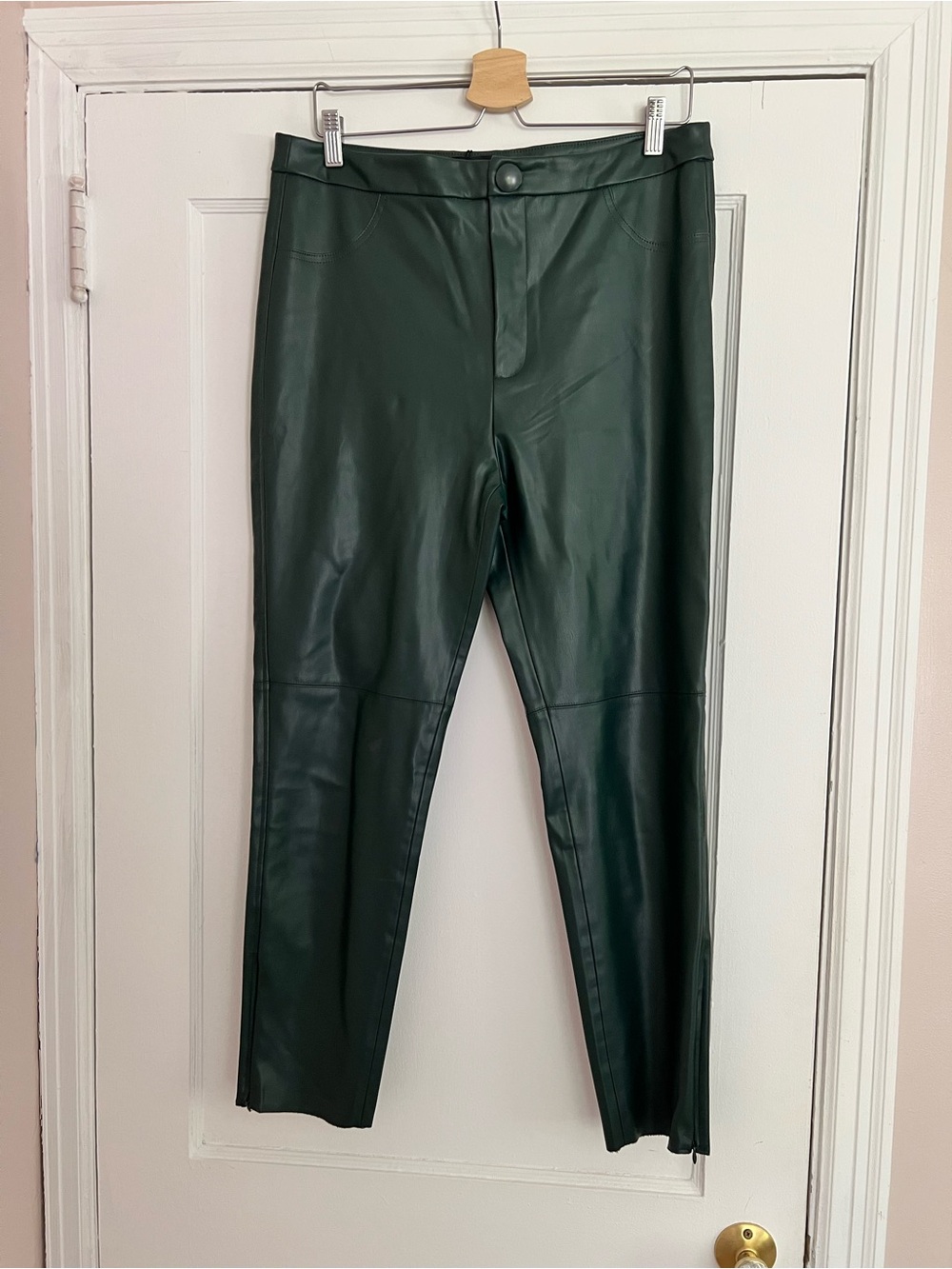Zara Forest Green Faux Leather Skinny Pants
